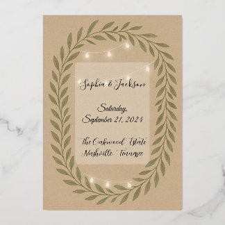 Rustic Olive Green Wedding Einladung with String