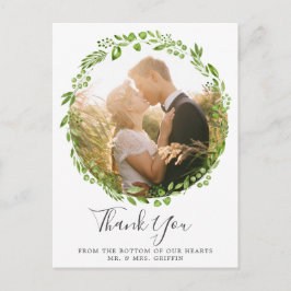 Rustic Olive Leaf Wreath Foto Hochzeit Vielen Dank Ankündigungspostkarte