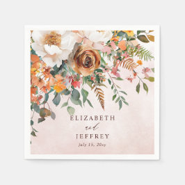 Rustic Orange Floral Fall Wedding Serviette