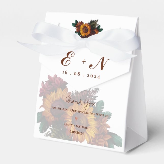 Rustic Orange Floral Monogram Danke Hochzeit Geschenkschachtel (Vorderseite)