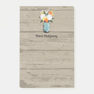 Rustic Orange Gerber Daisy Mason Jar Personalize Post-it Klebezettel