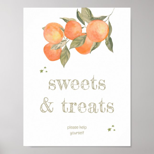 Rustic Orange Grove "Sweets & Treats" Sign Poster (Vorne)
