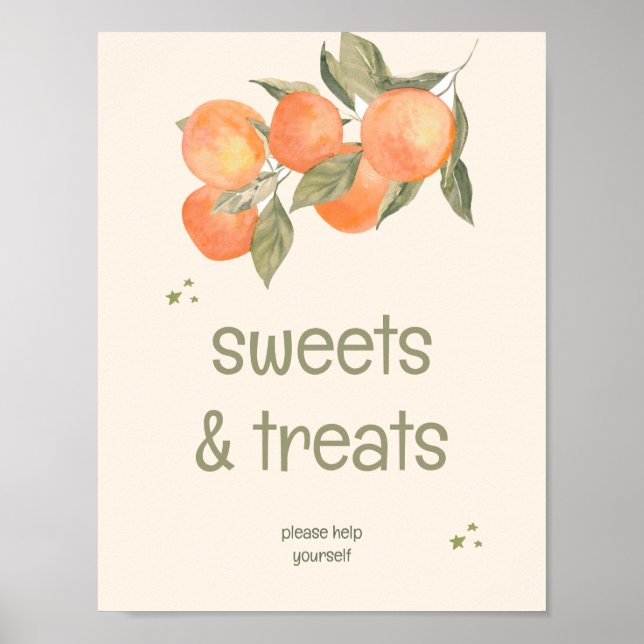Rustic Orange Grove "Sweets & Treats" Sign Poster (Vorne)