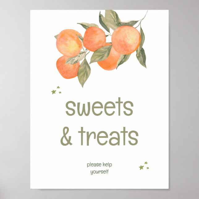 Rustic Orange Grove "Sweets & Treats" Sign Poster (Vorne)