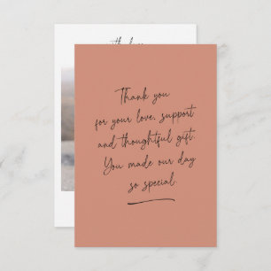 Rustic Orange Hanwriting Danke Foto Card