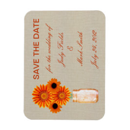 Rustic Orange Mason Jar Save The Date Magnet