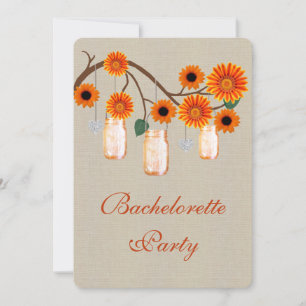 Rustic Orange Mason Jars Bachelorette Invitation