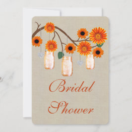 Rustic Orange Mason Jars Invitation de la douche n