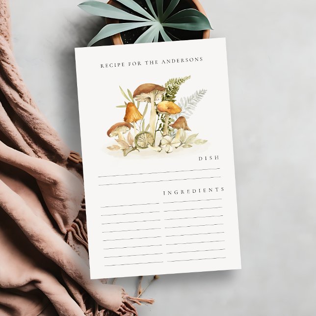 Rustic Orange Mushroom Fern Foliage Recipe Card (Von Creator hochgeladen)