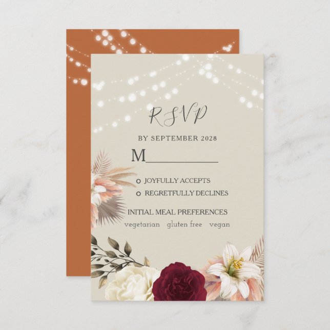 Rustic Orange Wedding RSVP Card (Vorne/Hinten)