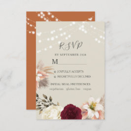 Rustic Orange Wedding RSVP Card