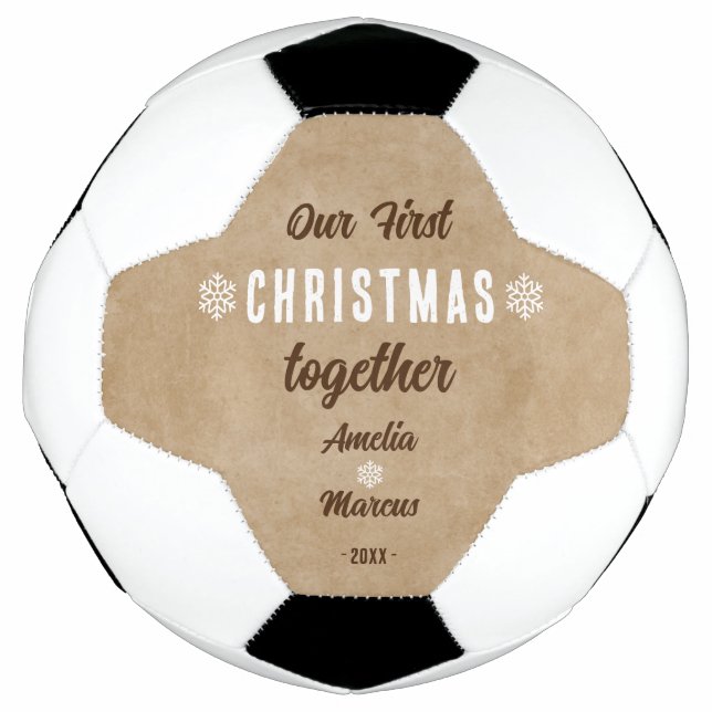 Rustic Our First Christmas Together Personalized Fußball (Vorderseite)