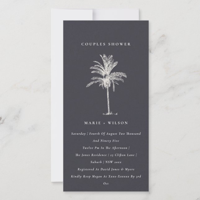 Rustic Palm Tree Marine Kraft Couples Invitation d (Devant)