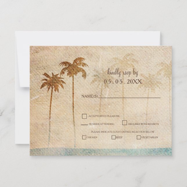 Rustic Palm Trees Beach Wedding rsvp (Devant)