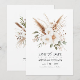 Rustic Pampas Grass Boho Bohemian Wedding QR Code Save The Date