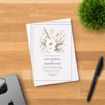 Rustic Pampas Grass White Floral Bohemian Wedding