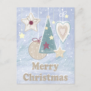 Rustic Pastel Color Christmas Tree Star und Herz Postkarte