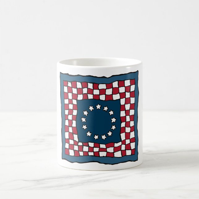 Rustic Patriotic Americana Quilt Muster USA Art Kaffeetasse (Von Creator hochgeladen)