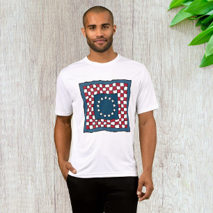 Rustic Patriotic Americana Quilt Muster USA Art T-Shirt