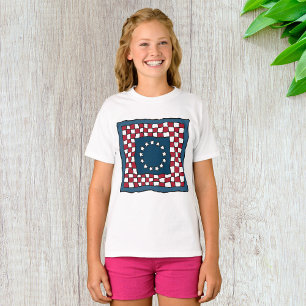 Rustic Patriotic Americana Quilt Muster USA Art T-Shirt