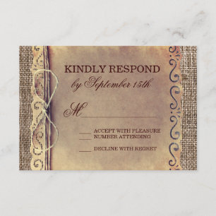 Rustic Pays Papier Vintage Burlap Mariage RSVP