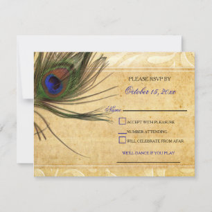 Rustic Peacock Feather Hochzeit Einladungen uAwg
