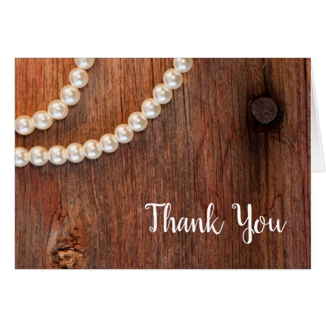 Rustic Pearls Barn Wood Country Wedding Vielen Dan (Vorderseite (Horizontal))