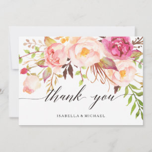 Rustic Peony Floral Wedding Vielen Dank Dankeskarte