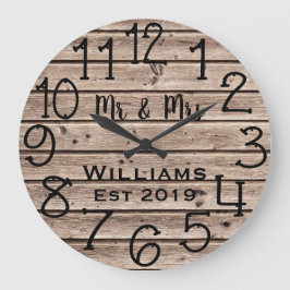 Rustic Personalized Brown Wood Custom Große Wanduhr