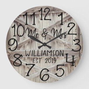 Rustic Personalized Grey Wood Custom Large Clock Große Wanduhr