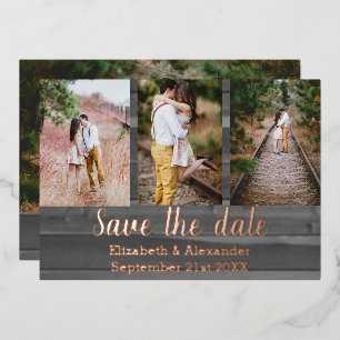 Rustic Photo Collage Enregistrer La Carte Date