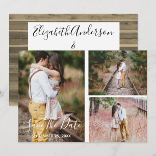 Rustic Photo Collage Enregistrer La Carte Date