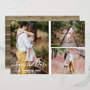 Rustic Photo Collage Enregistrer La Carte Date