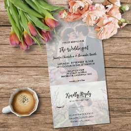 Rustic photo elegant country Wedding All In One Einladung
