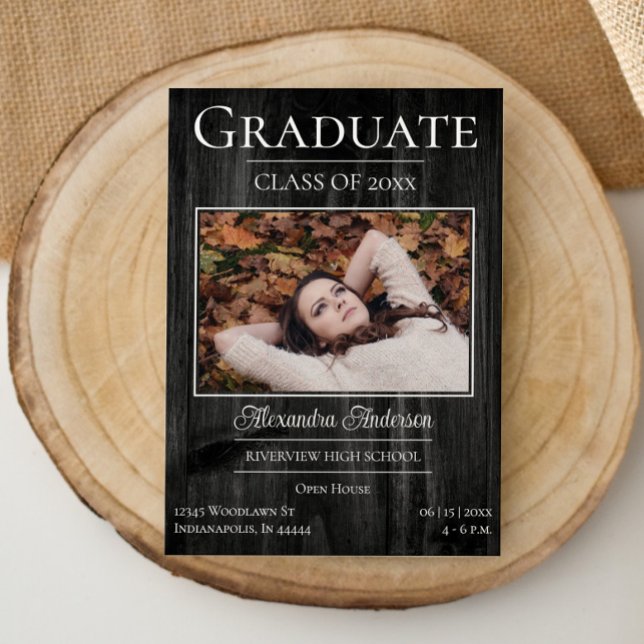 Rustic Photo Graduation Open House Invitation (Rustic Photo Graduation Open House Invite)