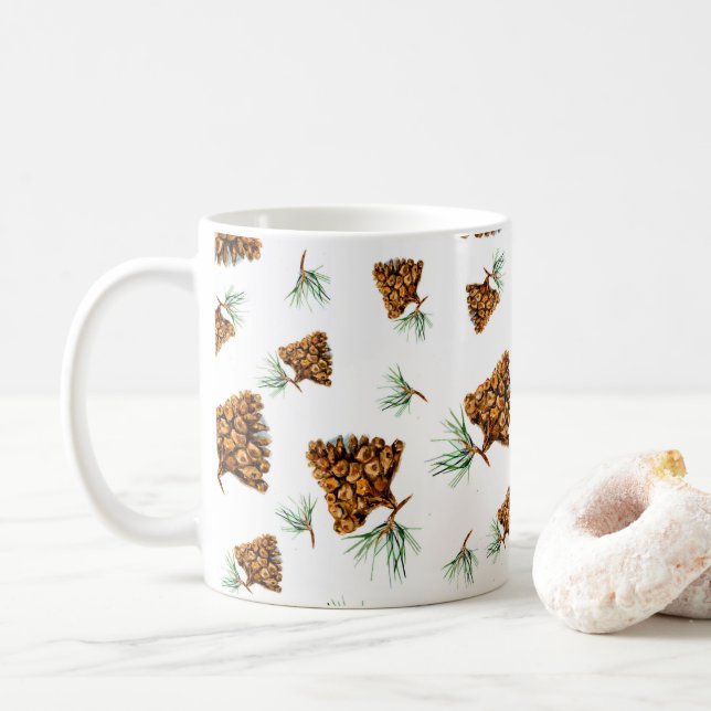 Rustic Pine Cone Forest Mug – Nature-Inspired Desi Kaffeetasse (Mit Donut)