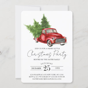 Rustic Pine Tree Camion Rouge Invitation de la fêt