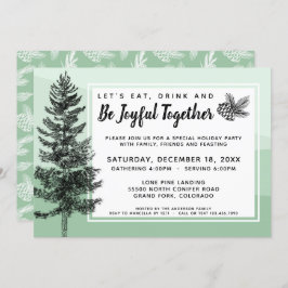 Rustic Pine Tree Mint Holiday Dinner / Party Einladung