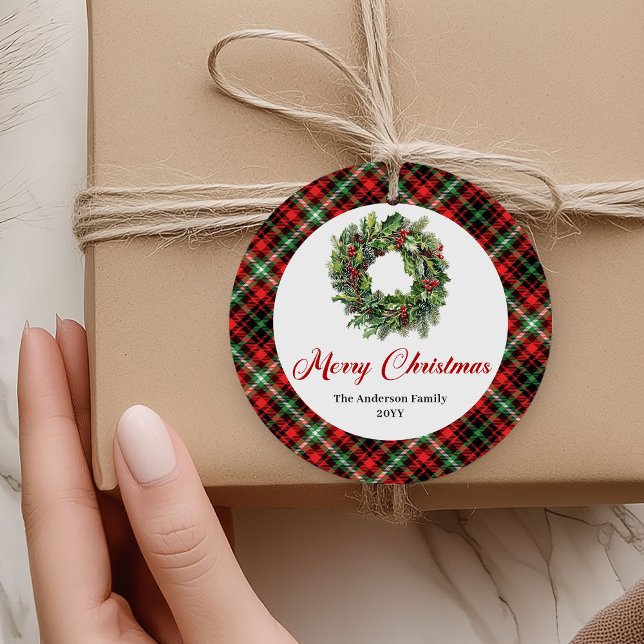 Rustic Pine Wreath Christmas Tag Personalized Geschenkanhänger (Rustic Pine Wreath Christmas Tag Personalized)