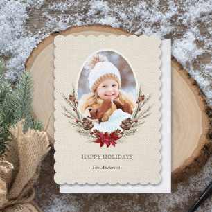 Rustic Pinecone Weihnachtskarte Feiertagskarte