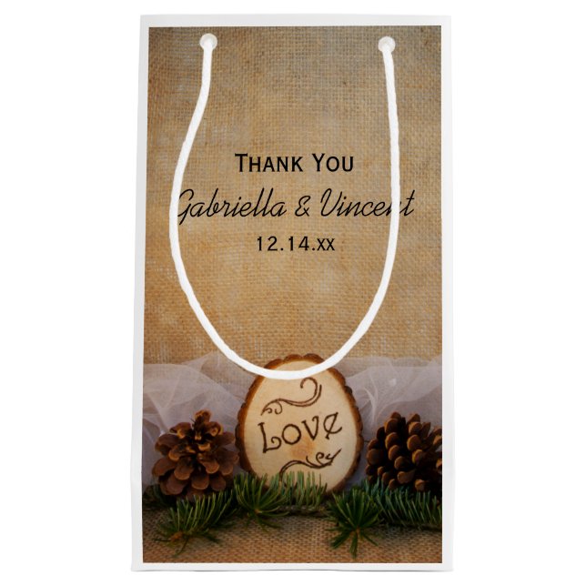Rustic Pines Woodland Wedding Danke Kleine Geschenktüte (Vorderseite)