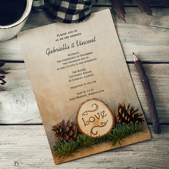 Rustic Pines Woodland Wedding Invitation Einladung (Von Creator hochgeladen)