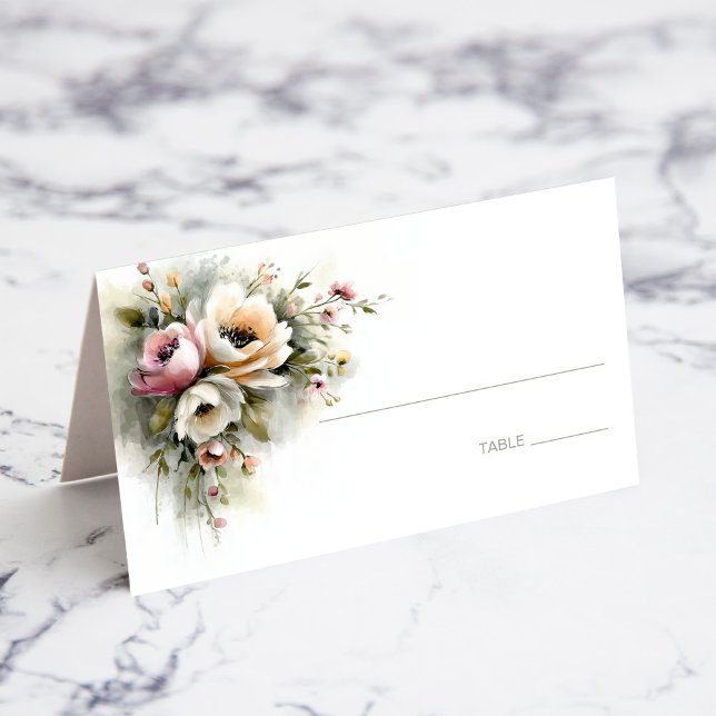 Rustic Pink and Orange Floral Wedding Place Card Platzkarte (Von Creator hochgeladen)