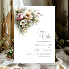 Rustic Pink and OrangeFloral Wedding Save the Date