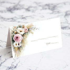 Rustic Pink and White Floral Wedding Place Card Platzkarte