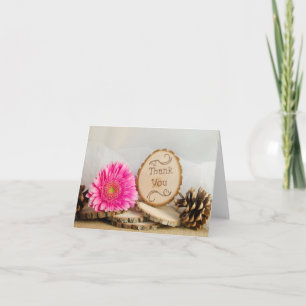 Rustic Pink Daisy Woodland Wedding Vielen Dank Dankeskarte