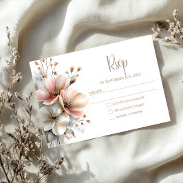 Rustic Pink Floral Wedding RSVP Karte