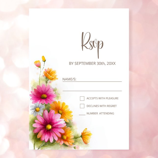 Rustic Pink Orange Floral Wedding RSVP Karte (Von Creator hochgeladen)