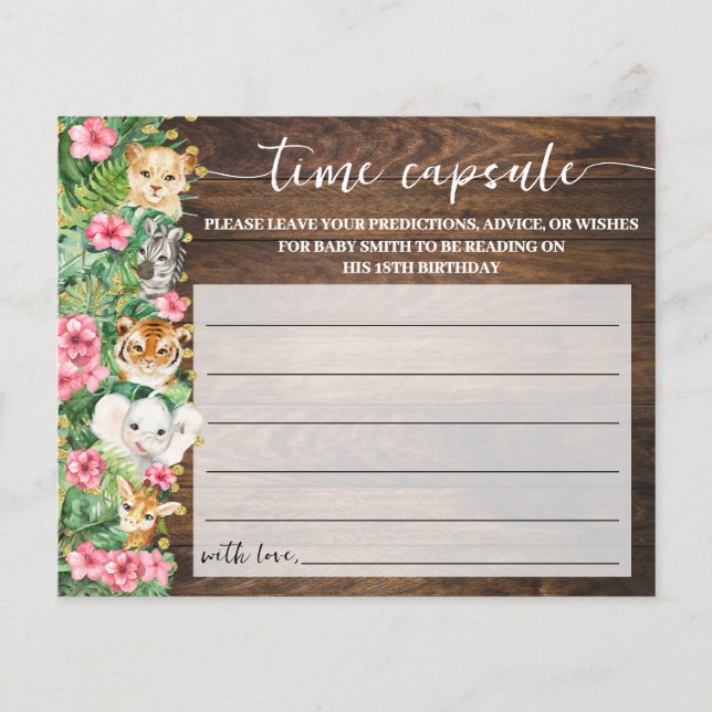 Rustic Pink Safari Time Capsule Baby Shower Card Flyer (Vorne)