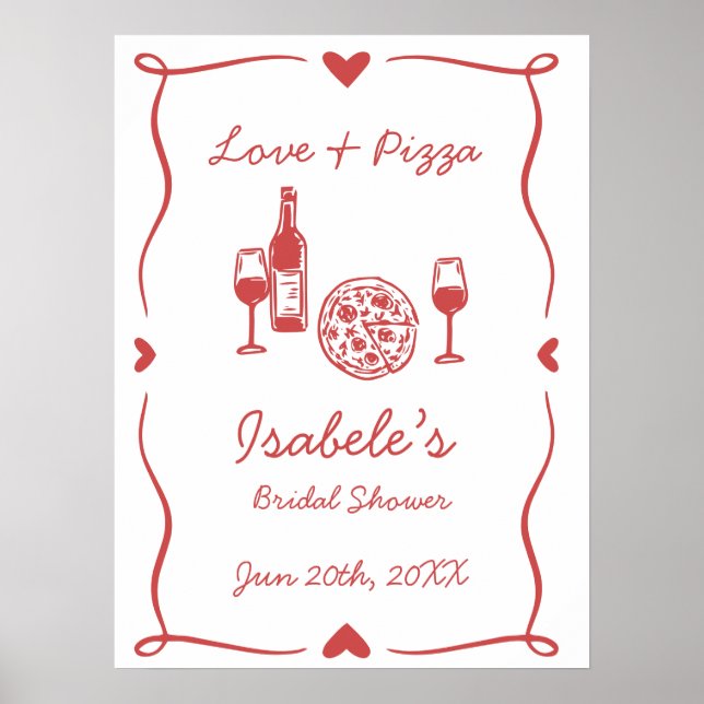 Rustic Pizza & Wein-Brautabschiedsparty Poster (Vorne)